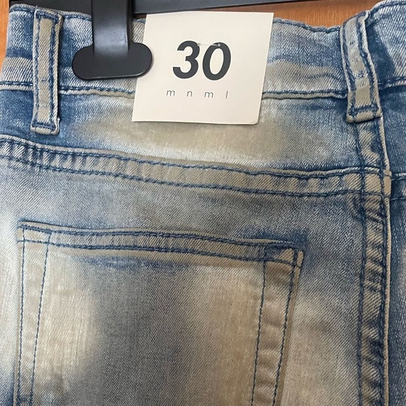 MNML Italian distressed graphic straight (Size 30) Blue Stretch-fit Jeans - Picture 5 of 13